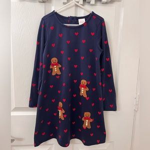 Hanna Andersson Red Hearts & Gingerbread Navy Swing Dress